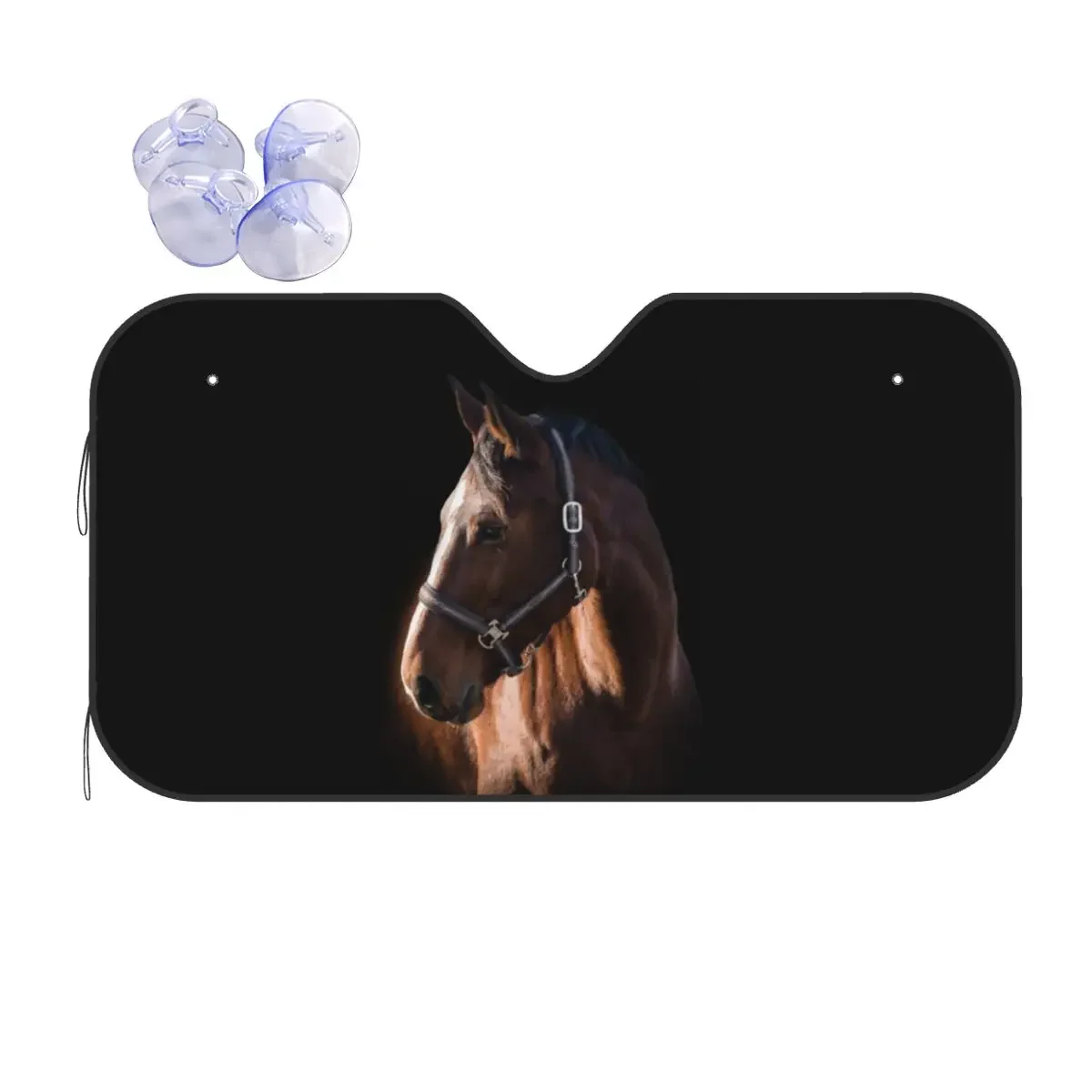 Brown Horses Windshield Sunshade Nature Wild Animals Creative Cover Front Block Window 76x140cm Car Sunshade Car-covers