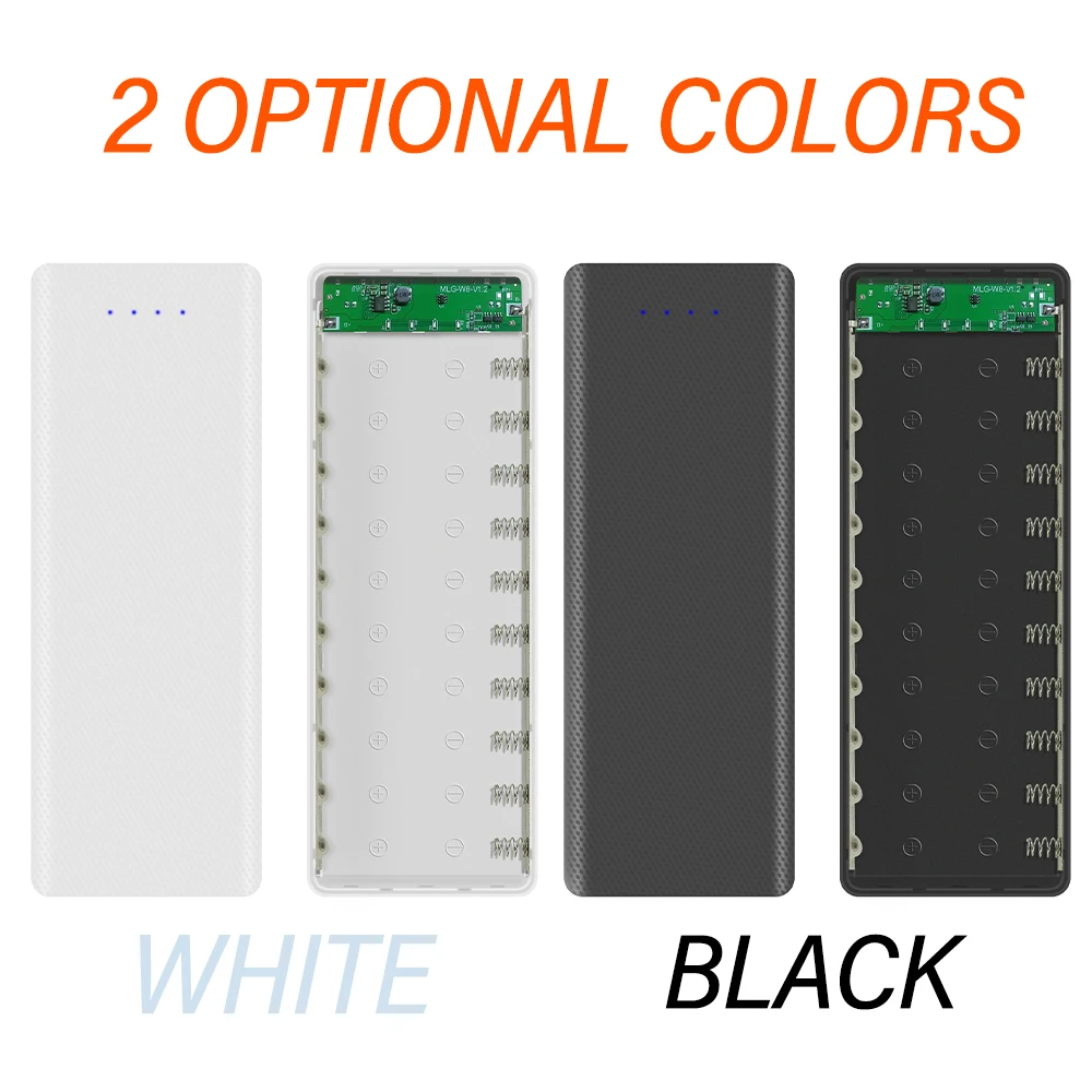 Solder‑Free Type‑C 10 Cell 18650 Battery Holder DIY Power Bank Shell Kit Dual USB Output Mobile Power Bank DIY Assembly Case