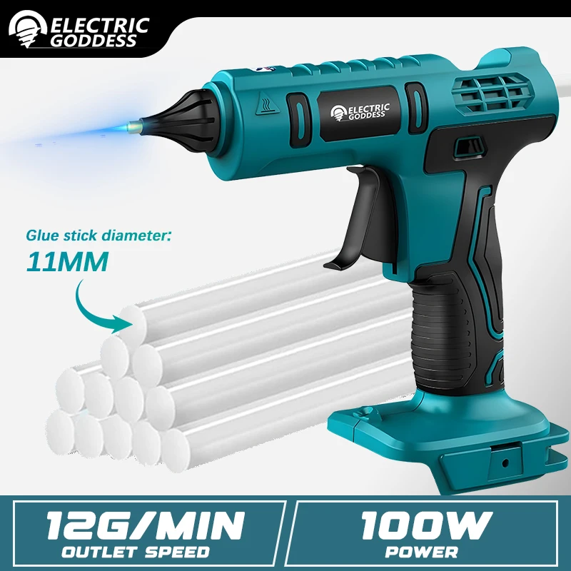 

Electric Goddess Cordless Hot Melt Glue Gun Portable Rechargeable with 10pcs 11mm Glue Sticks DIY Tool For Makita 18V Battery