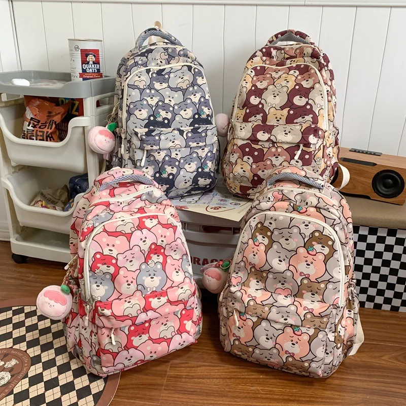 Cartoon printing Backpack For Girls and Women Large Capacity Waterproof Multi-pockets Schoolbag College Student Laptop Bag ita