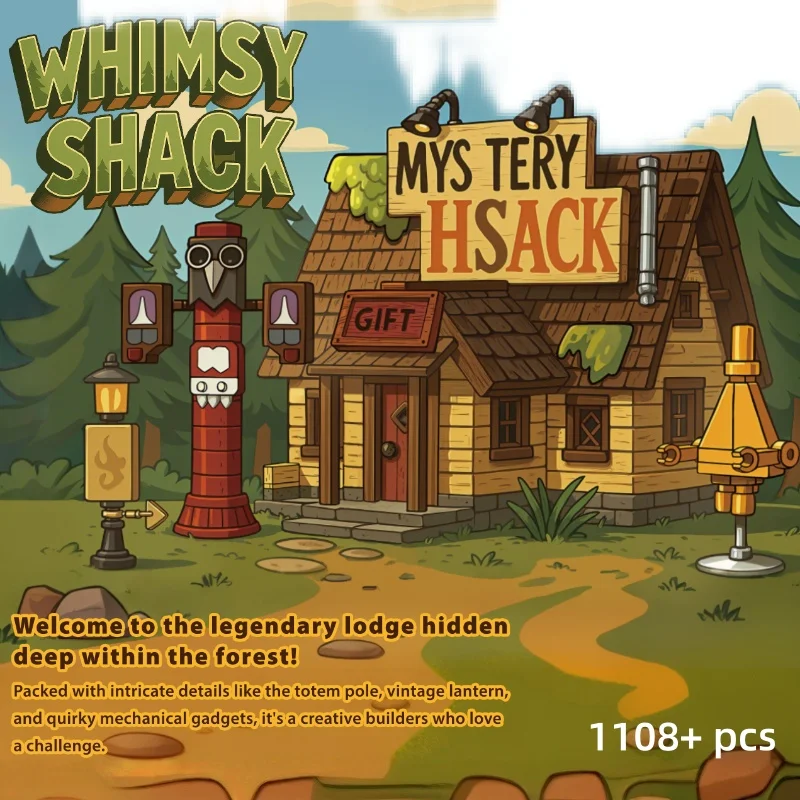 1108 + قطعة مجموعة بناء المقصورة الرائعة للغابات |   DIY نموذج المقصورة الخشبية بناء قطعة الديكور |   هدية الهالوين وعيد الميلاد