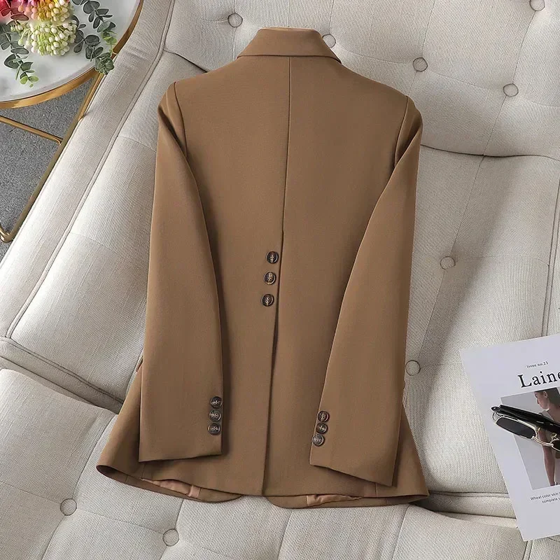 

New Spring Autumn Blazer Blue Black Pink Coffee Ladies Business Work Wear Long Sleeve Single Button Solid Formal Jacke D114