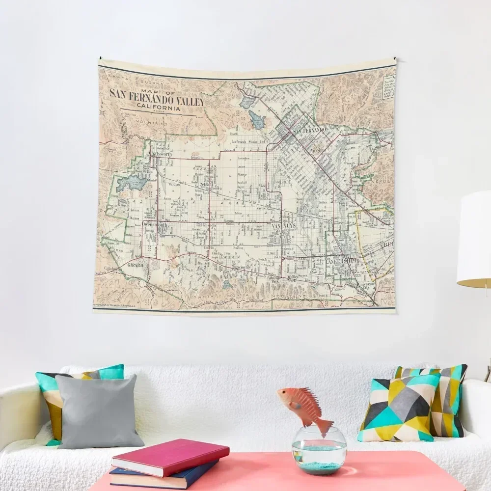 Vintage Map of San Fernando Valley CA (1923) Tapestry Bathroom Decor Room Decor Tapestry