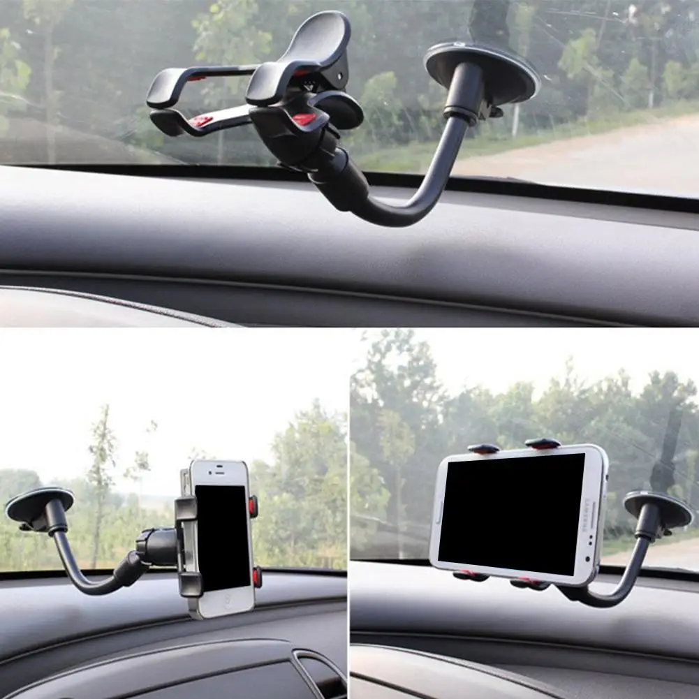 360° Rotating Car Phone Holder Universal Windshield Auto Flexible Accessories Phone Bracket Dashboard Mount Cellphone GPS S O0K3