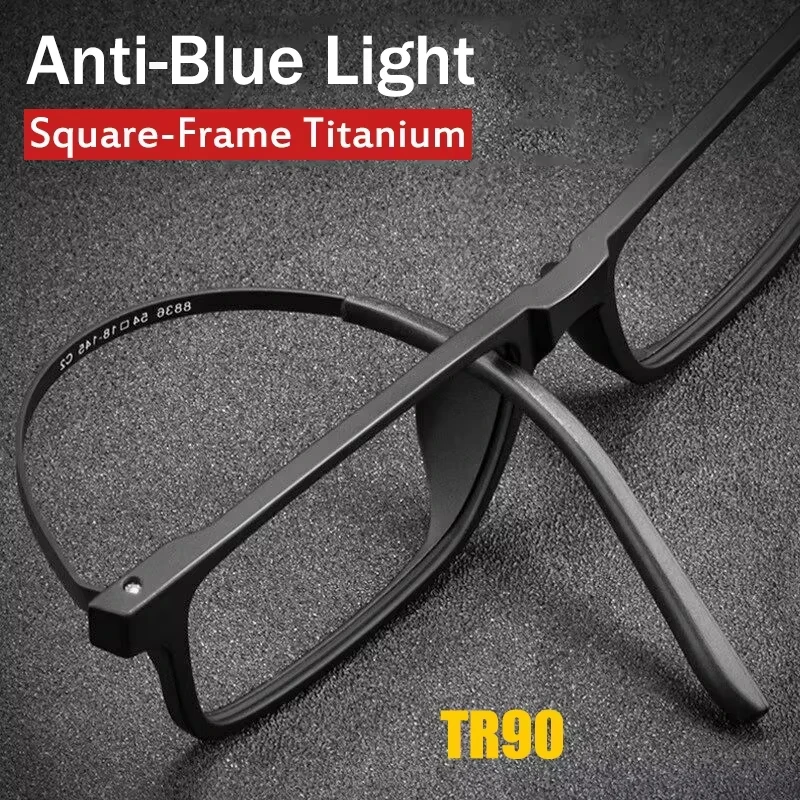 2026 Reine Titan-Lesebrille für Herren und Damen, TR90 Anti-Blaulicht-Vollrand-Computerbrille, Dioptrien +1.0 bis 3.5