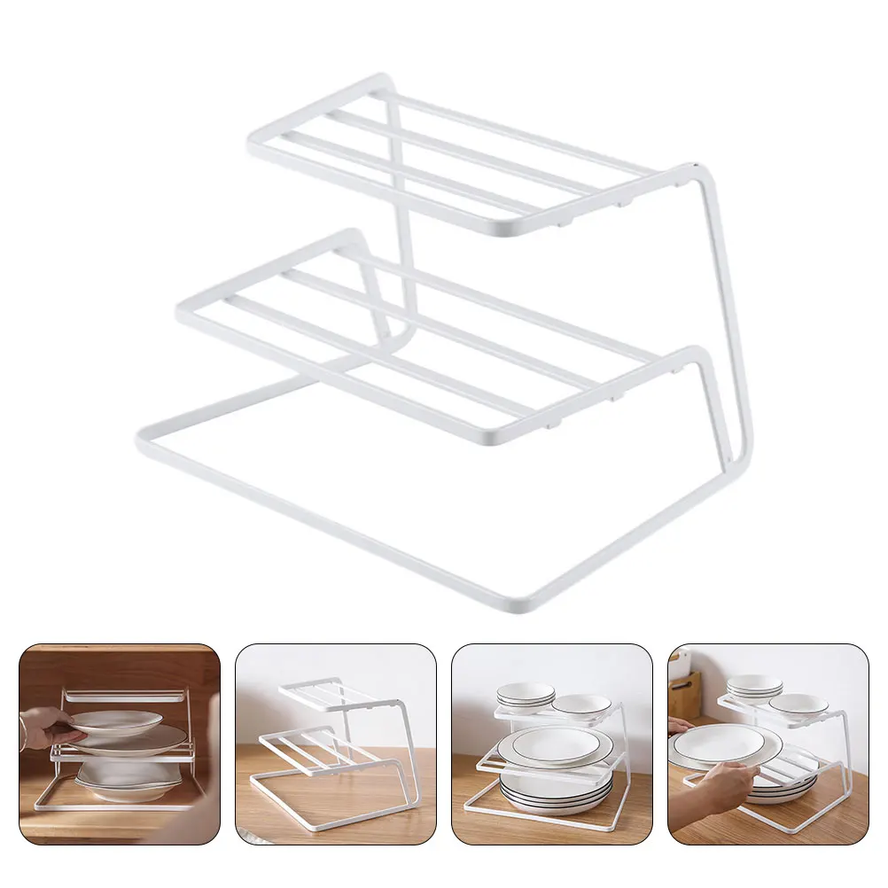

Iron Multi-Layer Dish Organizer Storage Rack For Kitchen White Large Capacity Space-Saving Draining Bowl Plate Rack Ventilated