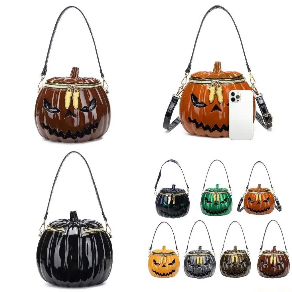 

X90D Women Pumpkin Crossbody Bag Eye-Catching Shoulder Bag Halloween Handbag