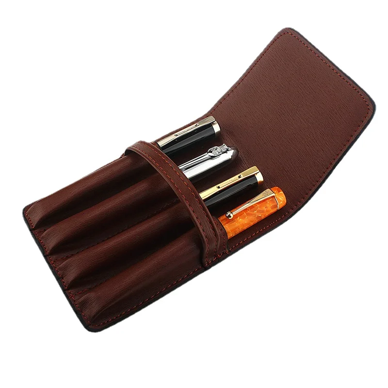 

School Supplies PU Leather Pens Case Box Can Store Four Pens Office School Pencilcase Pouch Supplies Stationery