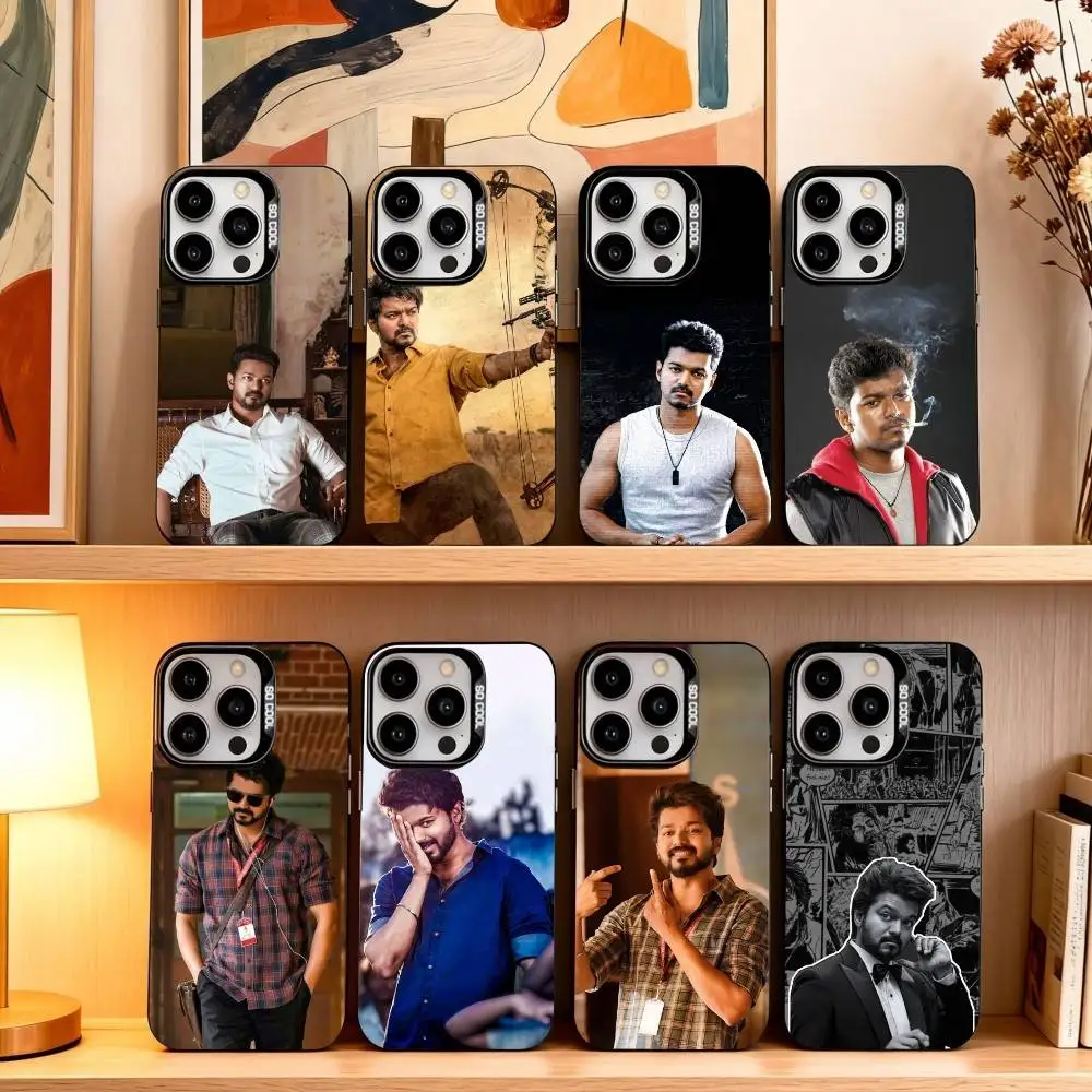 

Actor T-thalapathy V-vijay Phone Case For iPhone17,16,15,14,13,12,11 Plus,Pro Max Black Candy silver phone case