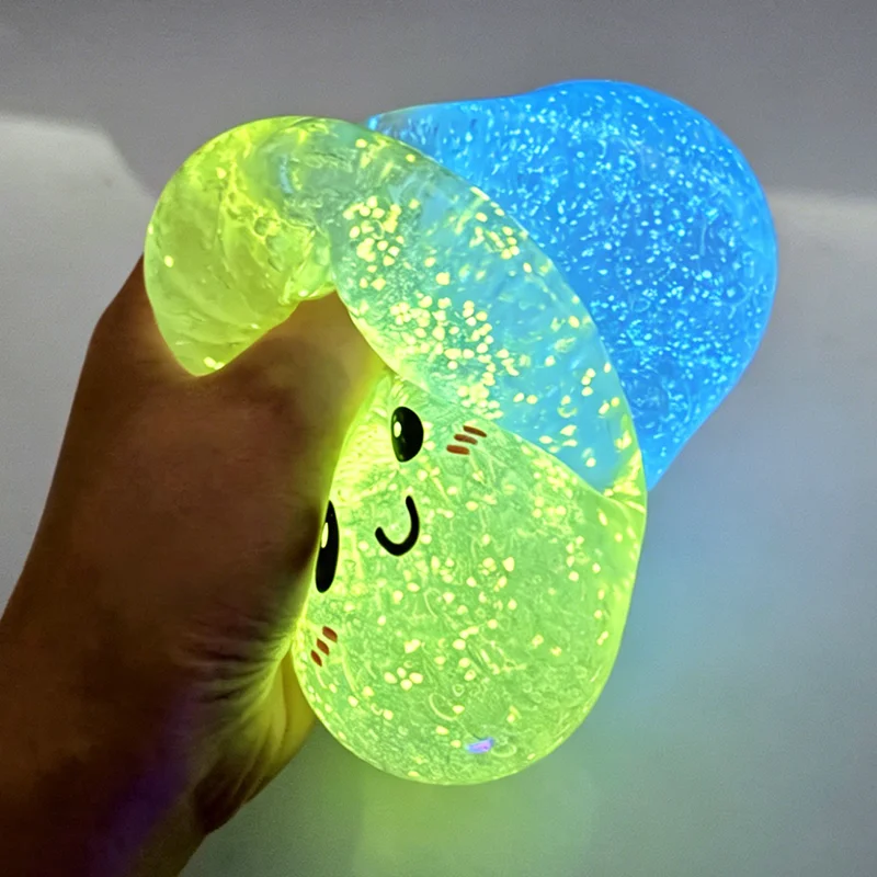 Cute Luminous Squishy Dumplings Toy Glow in The Dark Mochi Squeeze Stress Relief Kawaii Bun Fidget Toy Kids Gift