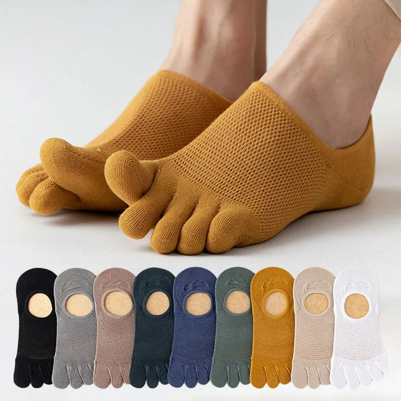 3 Pairs/lot Men\'s Socks Fashion Casual Soft Breathable Finger Boat Sock High Quality Mesh Casual Sox for Male Sweat-absorbing