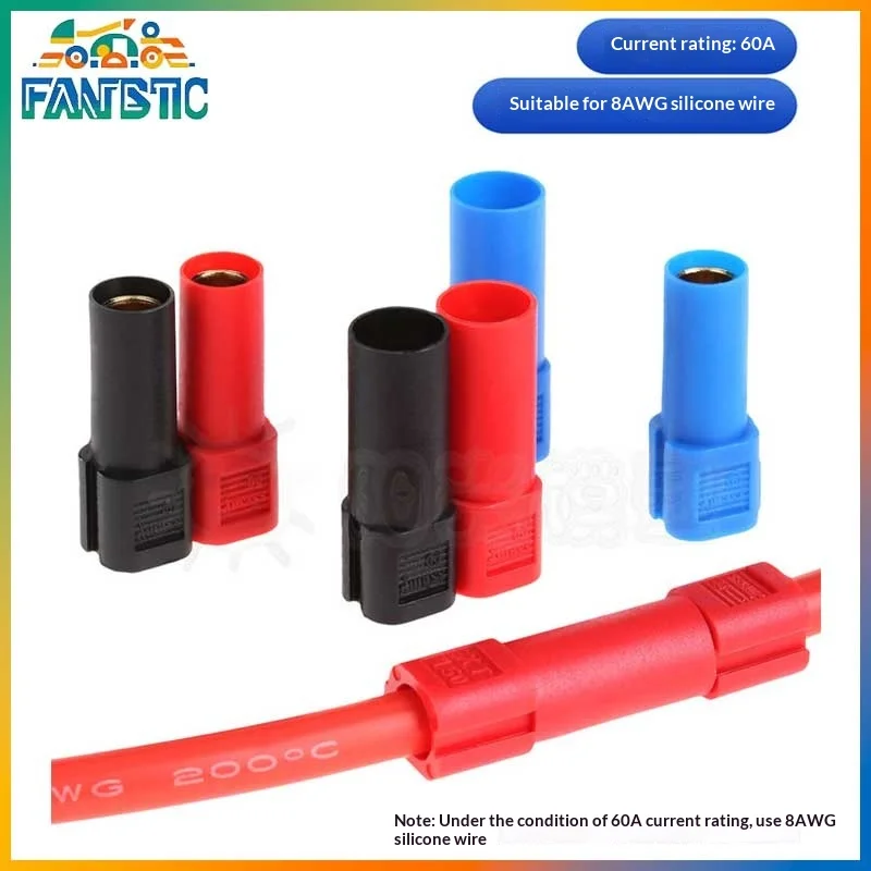 4 Pares De Conectores XT150 Amass Para Baterías Y ESC | Macho Y Hembra De 6 Mm Con Funda De Nailon Ignífuga | Soporte De 100 A Y 120 A En Pico