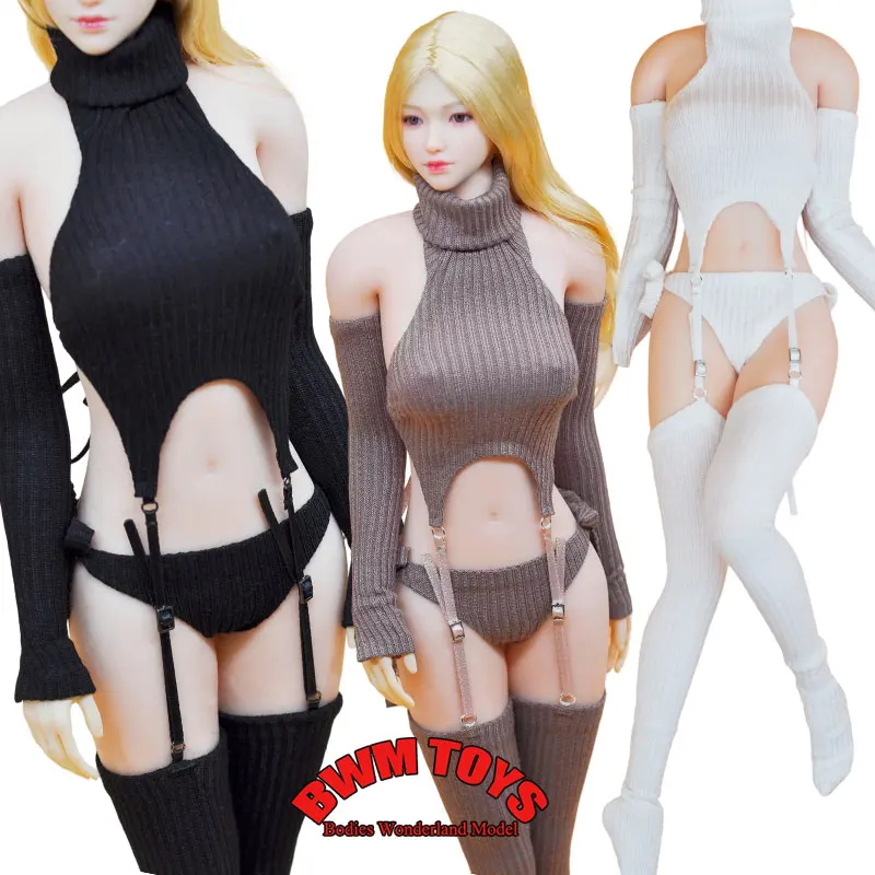 

In Stock 1/6 Scale Female Soldier Sexy High Neck Hollow Out Backless design Bikini Sweater Clothes For 12Inch Action Figure Doll