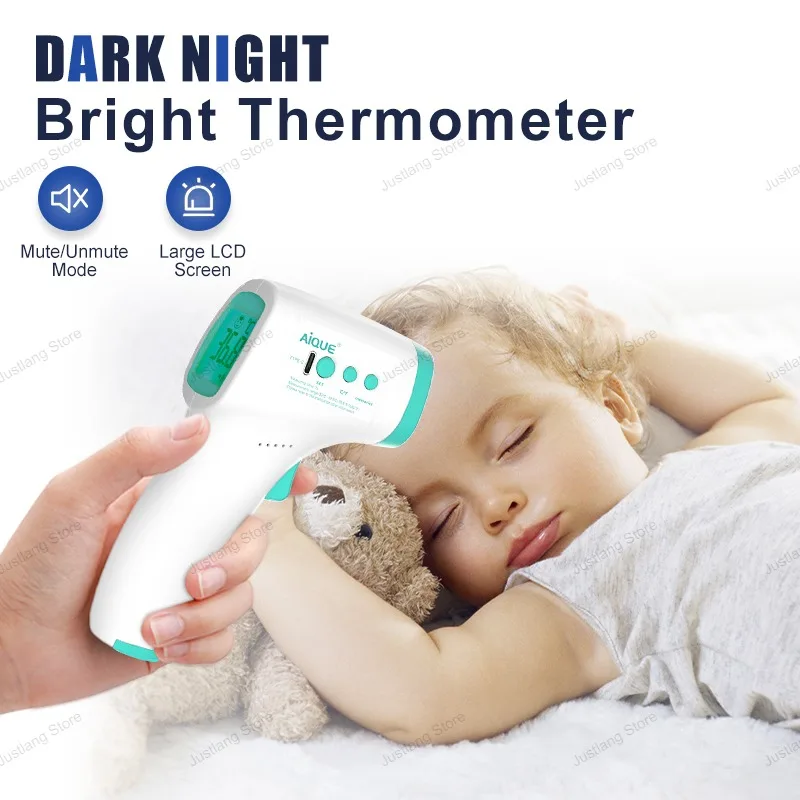JUSTLANG Rechargeable Thermometer LCD ℃℉ Infrared Medical Forehead Thermometer Non Contact Body Temperature Fever Baby Adult