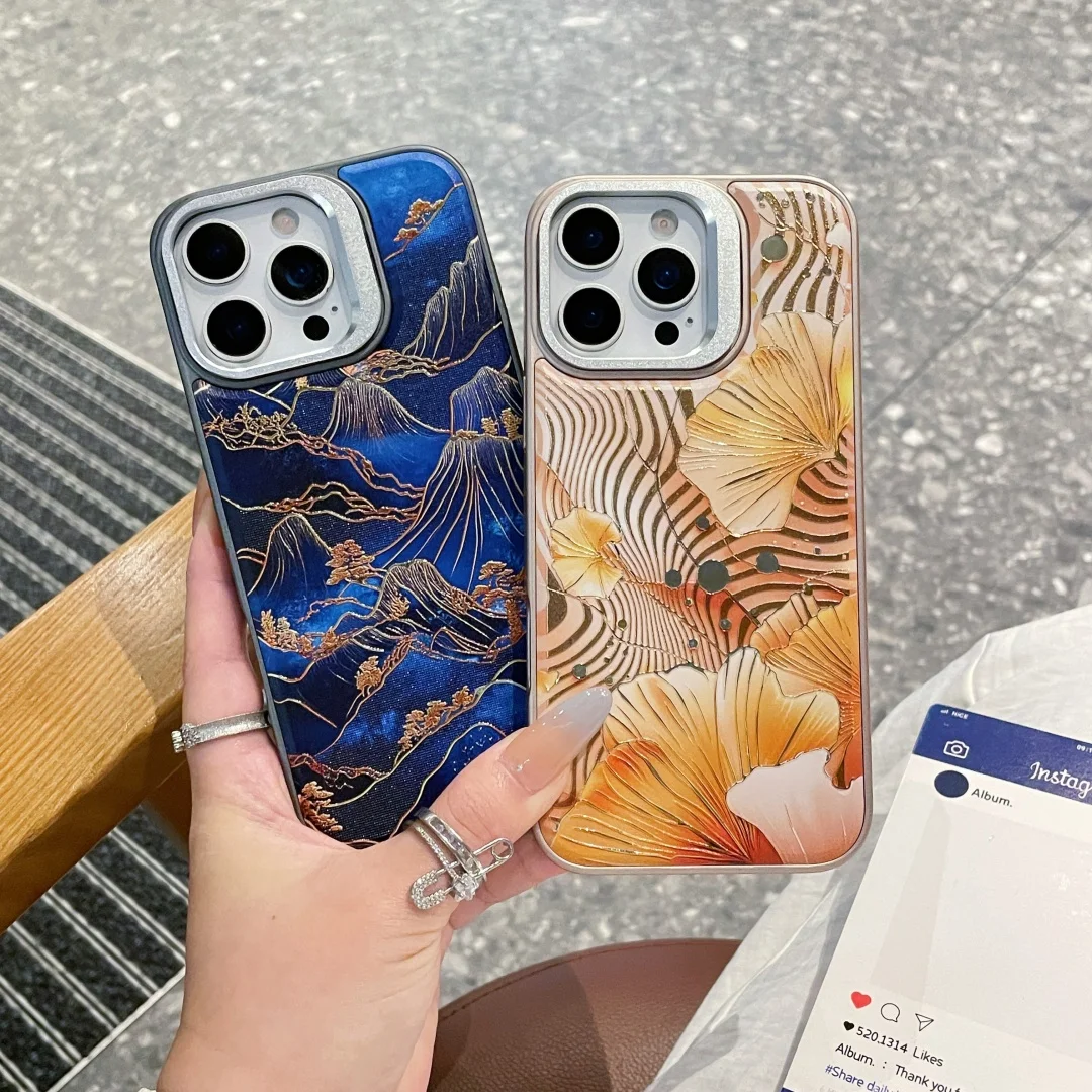 

Чехол для iphone 17 pro Max Air Magsafe, магнитный лист гинкго, съемная задняя панель с принтом, металлический кронштейн для объектива, мягкий чехол