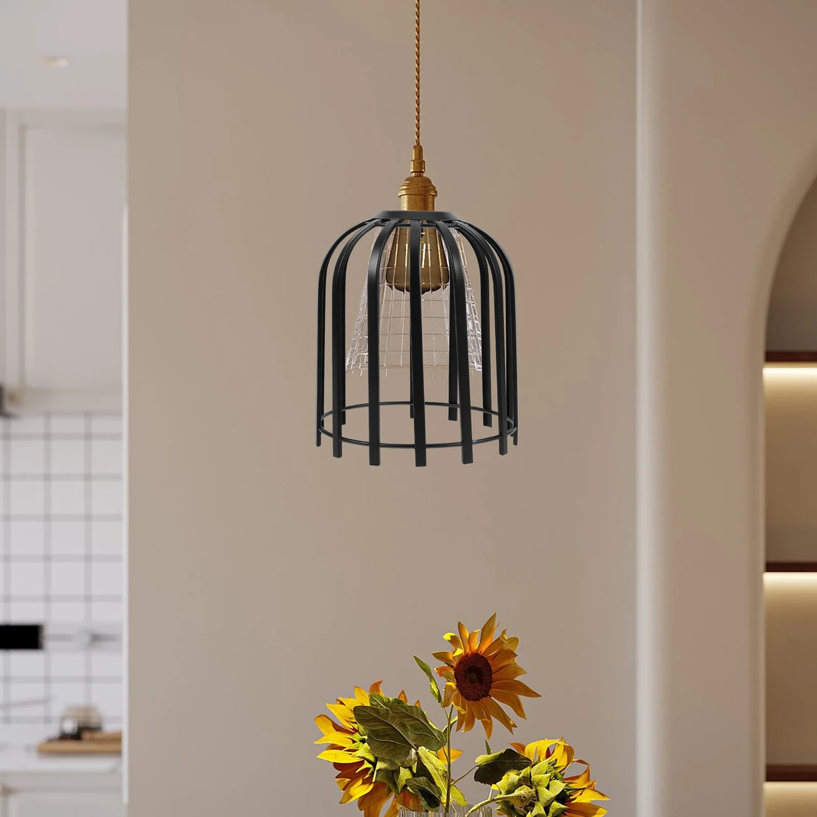 

Vintage Iron Birdcage Lampshade 13x16cm Dull Black Pendant Light Lamp Shades Shades Metal Simple Bedroom Kitchen