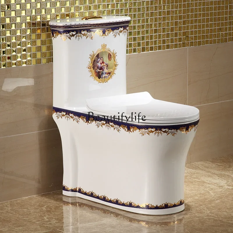 European Personality Flush Color Gold Toilet Super Swirling-Style Water-Saving Deodorant Toilet Ceramics Sanitary Wares new