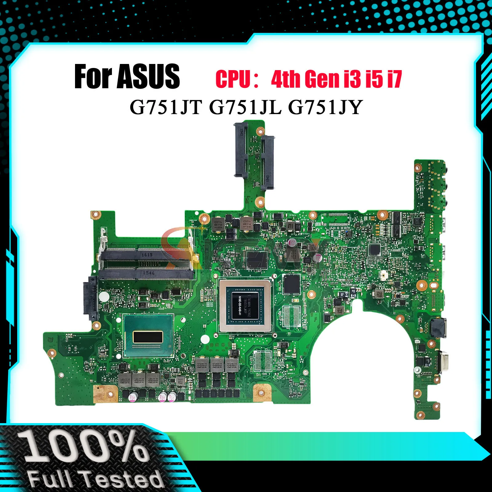 G751JL Laptop Motherboard For ASUS ROG G751J G751JY G751JL G751JM Notebook Mainboard With i3 i5 i7 CPU 100% tests OK