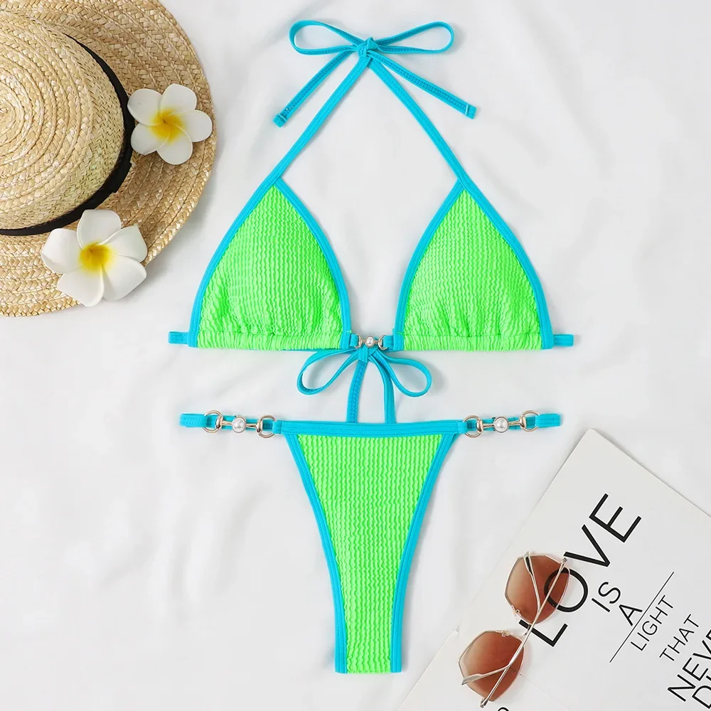 

Sexy Neon Micro Swimwear Thong Bikini 2024 Women Two Pieces Swimsuits Swimming Bathing Suit Brazilian Bikinis Set Mujer Biquini