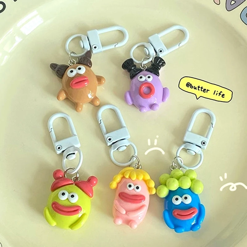 PVC Key Chains Ring Funny Sausage Big Mouth Monster Cartoon Doll Pendant Key Ring Backpack Charms Car Decoration Bag Accessories