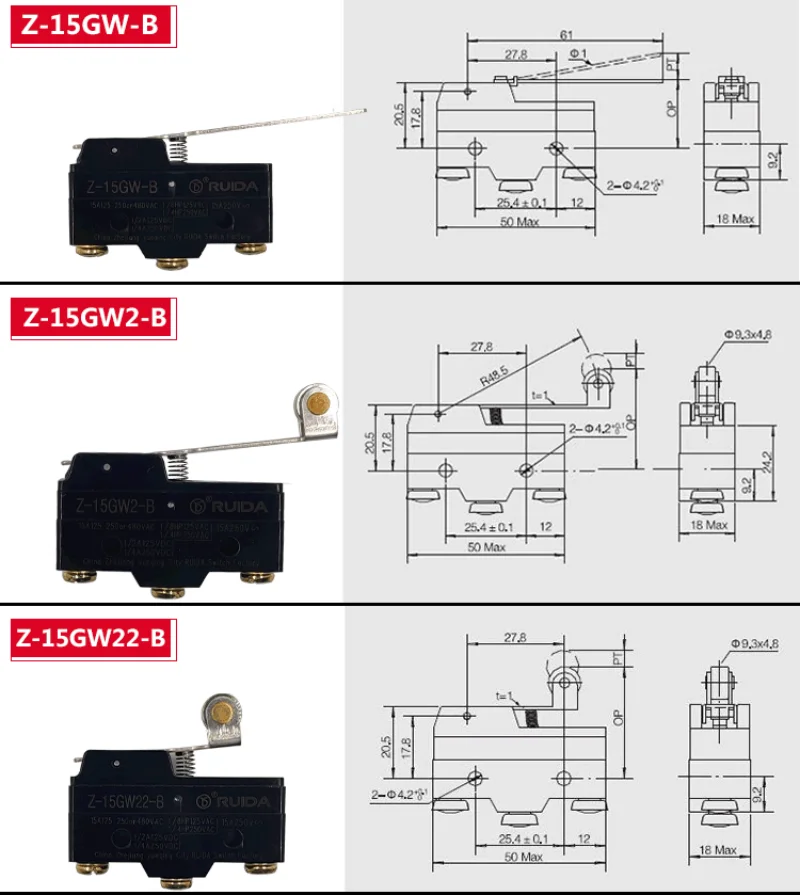 Silberkontakt 15A Endschalter, Fahrschalter, Mikroschalter LXW5/Z-15GQ/GW22/GQ21/GQ22 – Detail 5