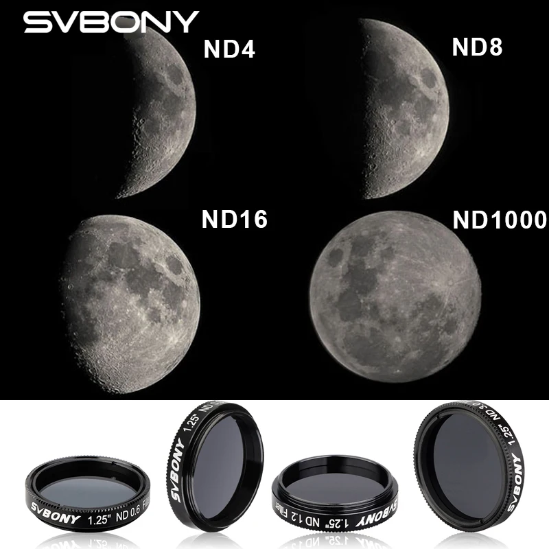 SVBONY SV139 1.25 Inch Telescope Filter ND Series Neutral Density Filter Sheet for Telescope Eyepiece Observe the Moon