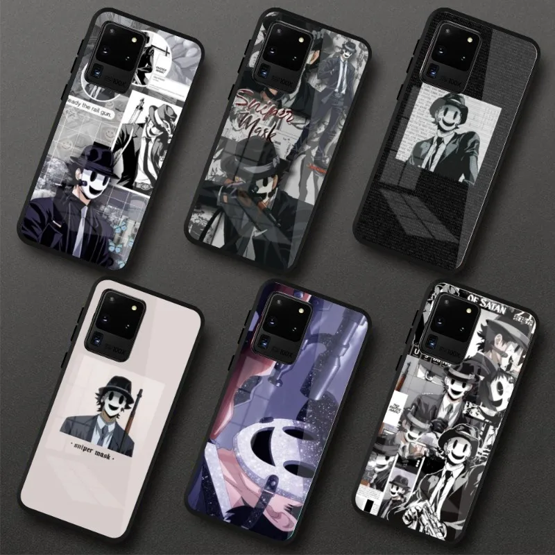 Sniper Mask Yuka Smart Phone Case for Samung S23 S22 S21 Pro Ultra A13 A33 A53 NOTE 20 PC Glass Phone Cover Funda