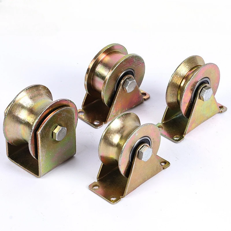 

1Pcs Track Wheel Bearing Pulley Plating Color Steel Sliding Door Rollers V Shaped Home Hardware Rigid Caster