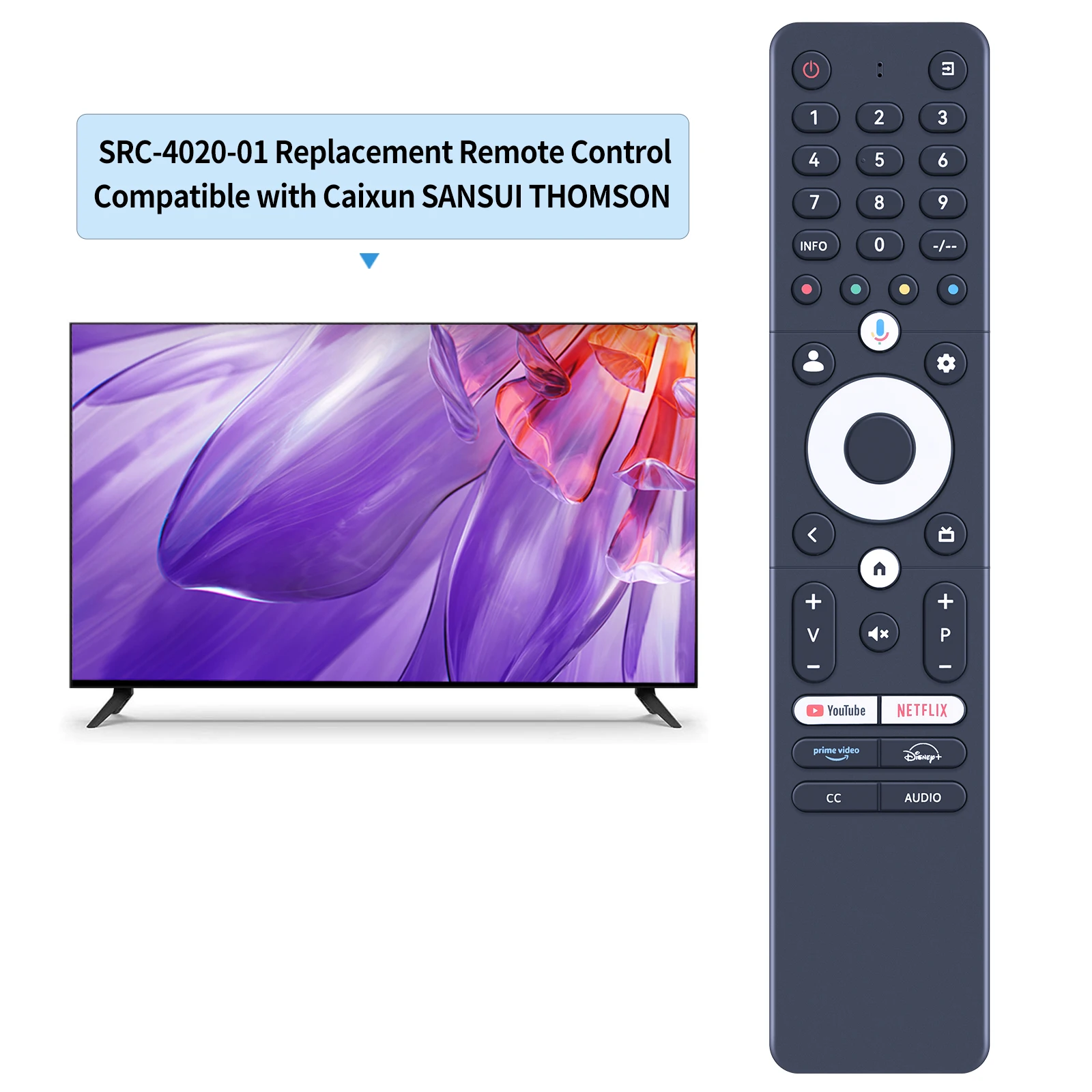 جهاز التحكم عن بعد الصوتي الجديد SRC-4020-01 لتلفزيون Caixun الذكي