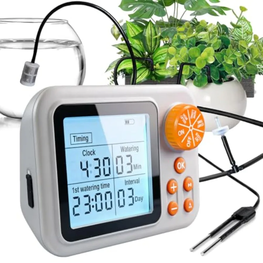 Indoor Plant Drip Irrigation Kit with Humidity Sensor Timer for Growing Tent Greenhouse 4 Sets Automatic Watering System Self-W