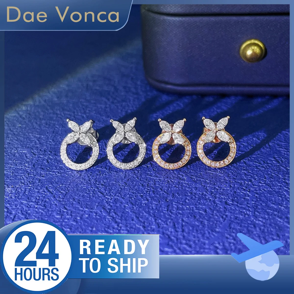 

Sparkling Marquise and Round Natural Diamond Earrings 18K White Gold Total 0.3ct Butterfly Circle Natural Diamond Stud Earrings