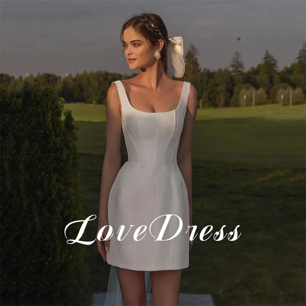 LoveDress Mini Vestidos de novia cortos cuello cuadrado deshuesado corpiño ajustado elegante fiesta Vestidos de novia 2025 Vestidos personalizados