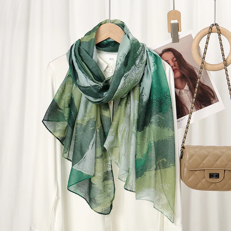Van Gogh Ombre Tinte Malerei Viskose Schal Schal Dame drucken Voile weichen Pashmina Hijab und Wraps Foulard muslimischen Sjaal 180*85cm – Detail 2