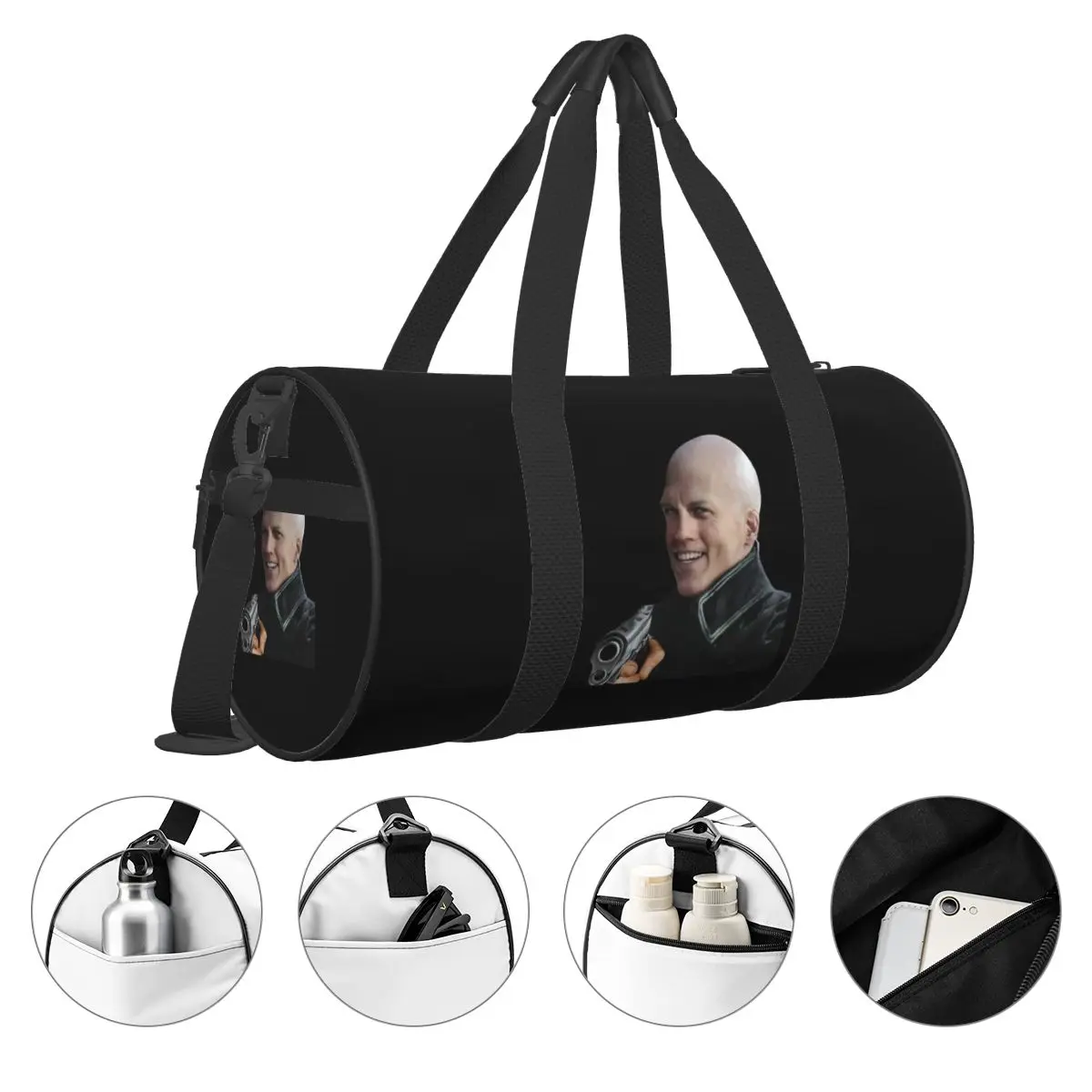 أصلع فيرجيل يشير بندقية ضباب الشيطان صرخة مضحك الوجه ميمي واق من المطر حقيبة قاعة رياضة واق من المطر حقائب السفر حقائب اليد حقيبة اللياقة البدنية