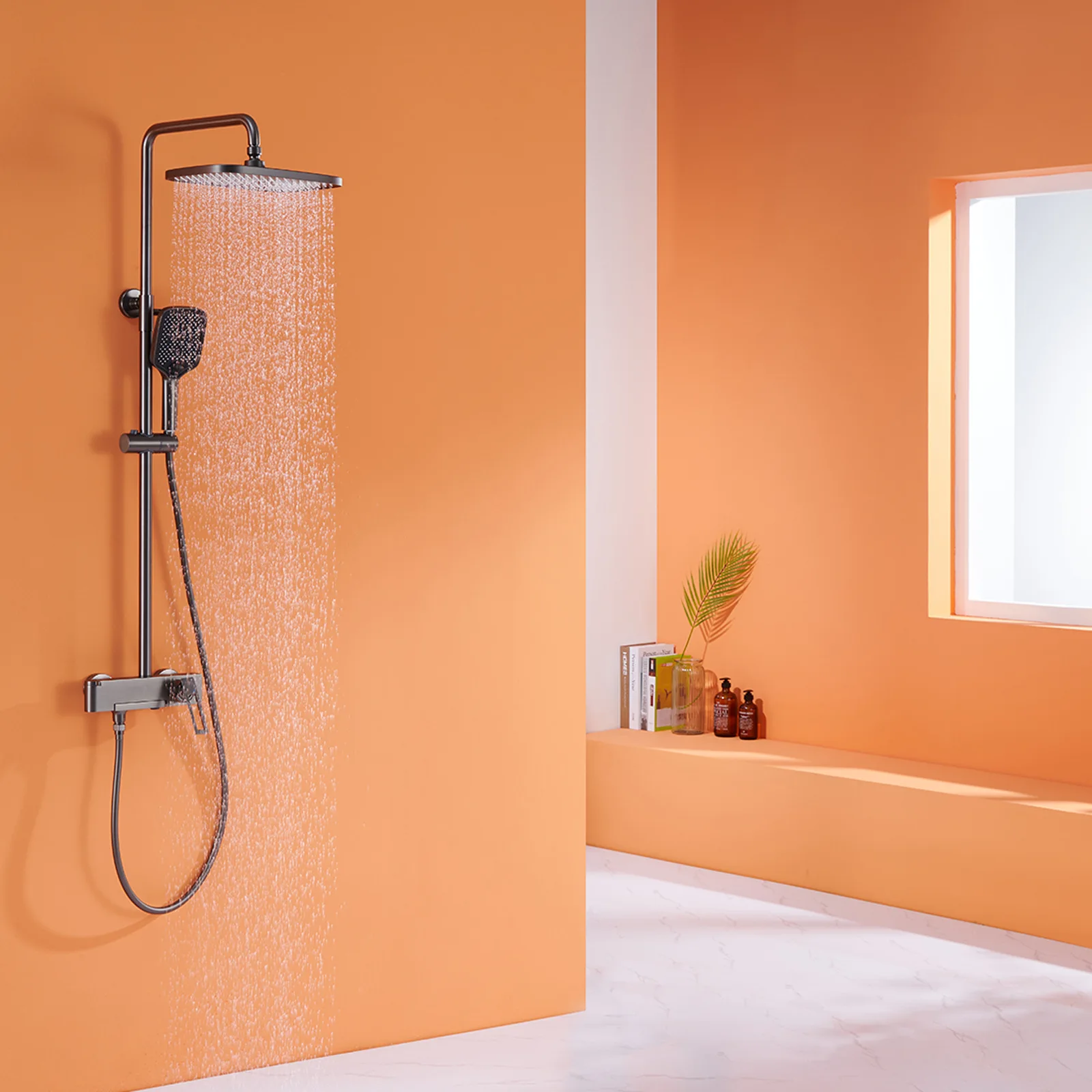Household Bathroom Bathroom Hot And Cold Three-function Bathroom Surface Shower Gun Gray Wall Shower Set