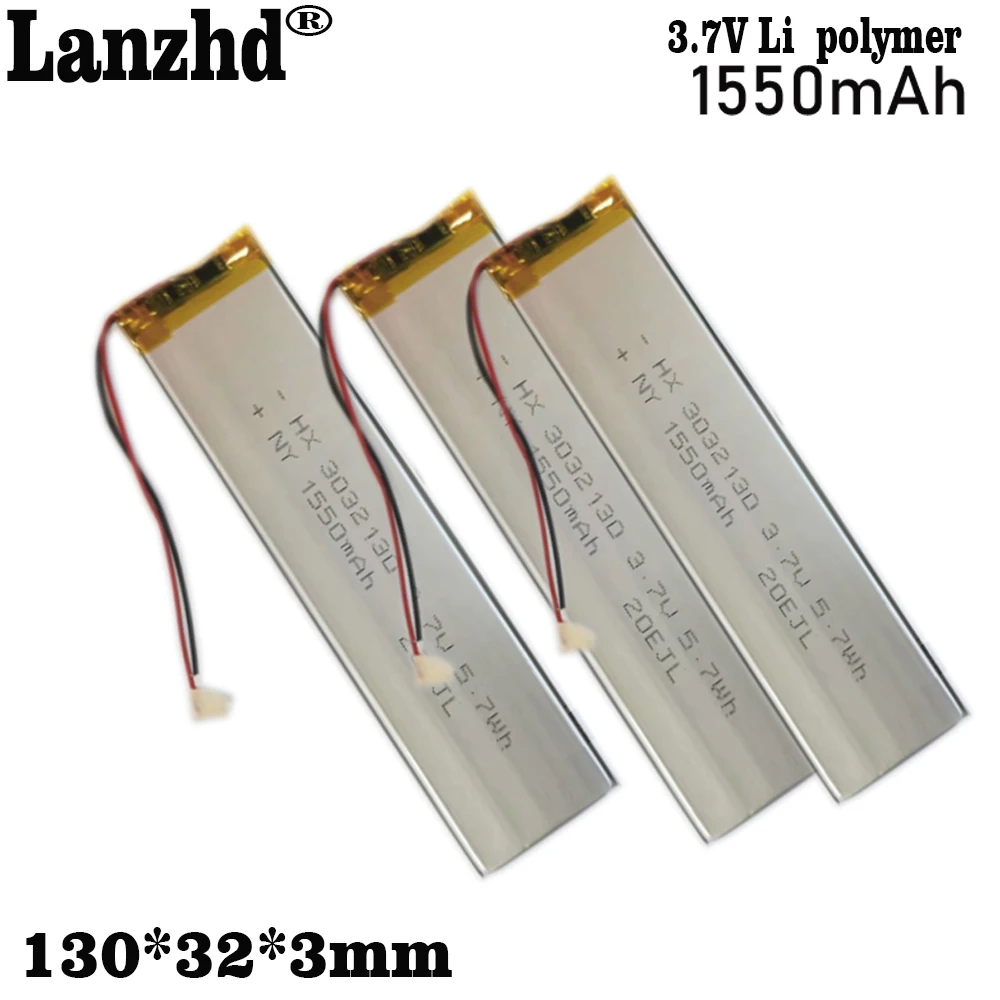 3032130 3.7V 1550mAh litowo-polimerowe ogniwa akumulator lipo do świateł LED Bluetooth klawiatura wideorejestrator samochodowy