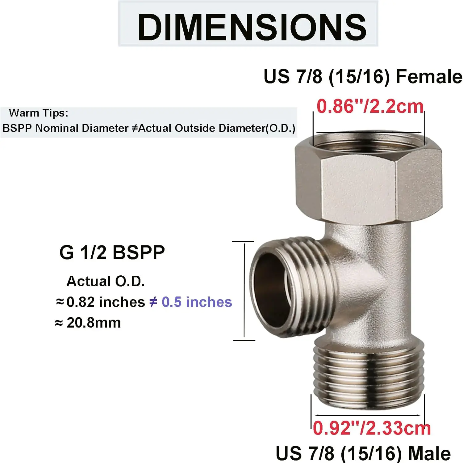 Bidet T-adapter, 7/8