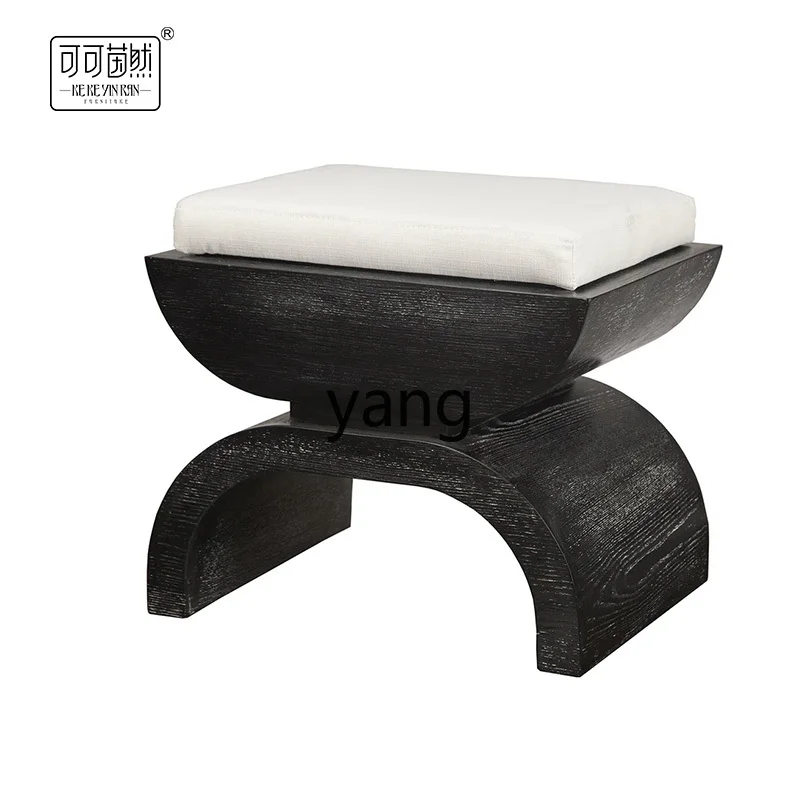 Yjq Modern Minimalist Solid Wood Tea Stool Model Room B & B Square Stool Household Special-Shaped Dressing Stool Sofa Side Table