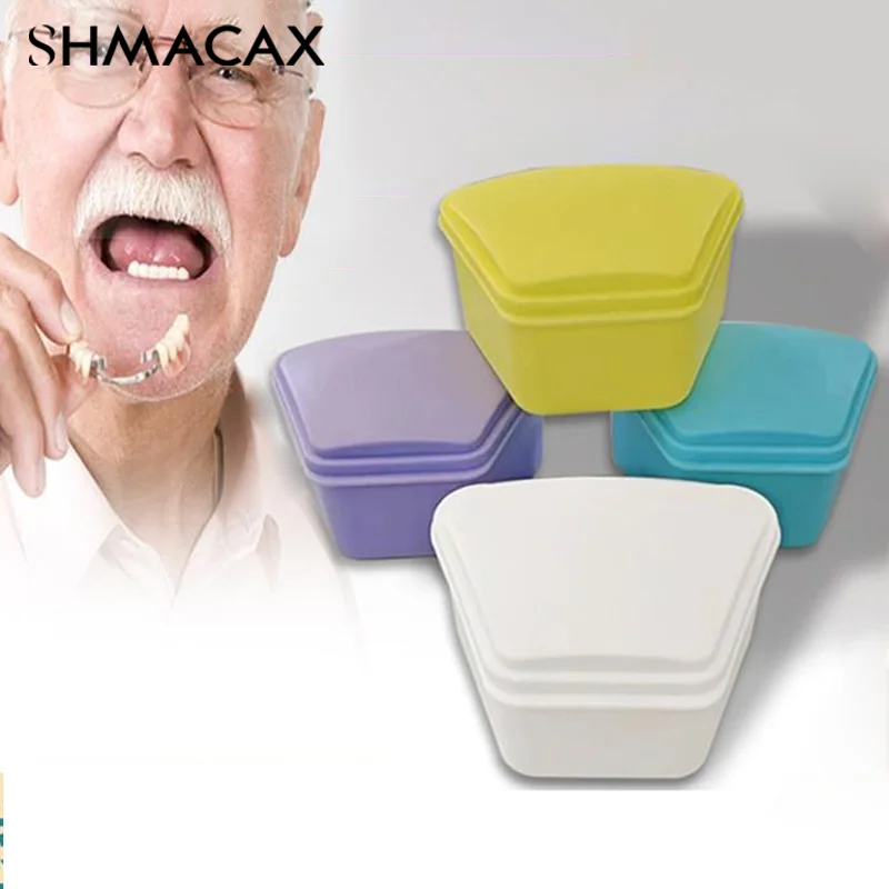 

Portable Trapezoid Orthodontic Retainer Box Teeth Oral Denture Dental Storage Case Prosthesis Teeth Container Boxes