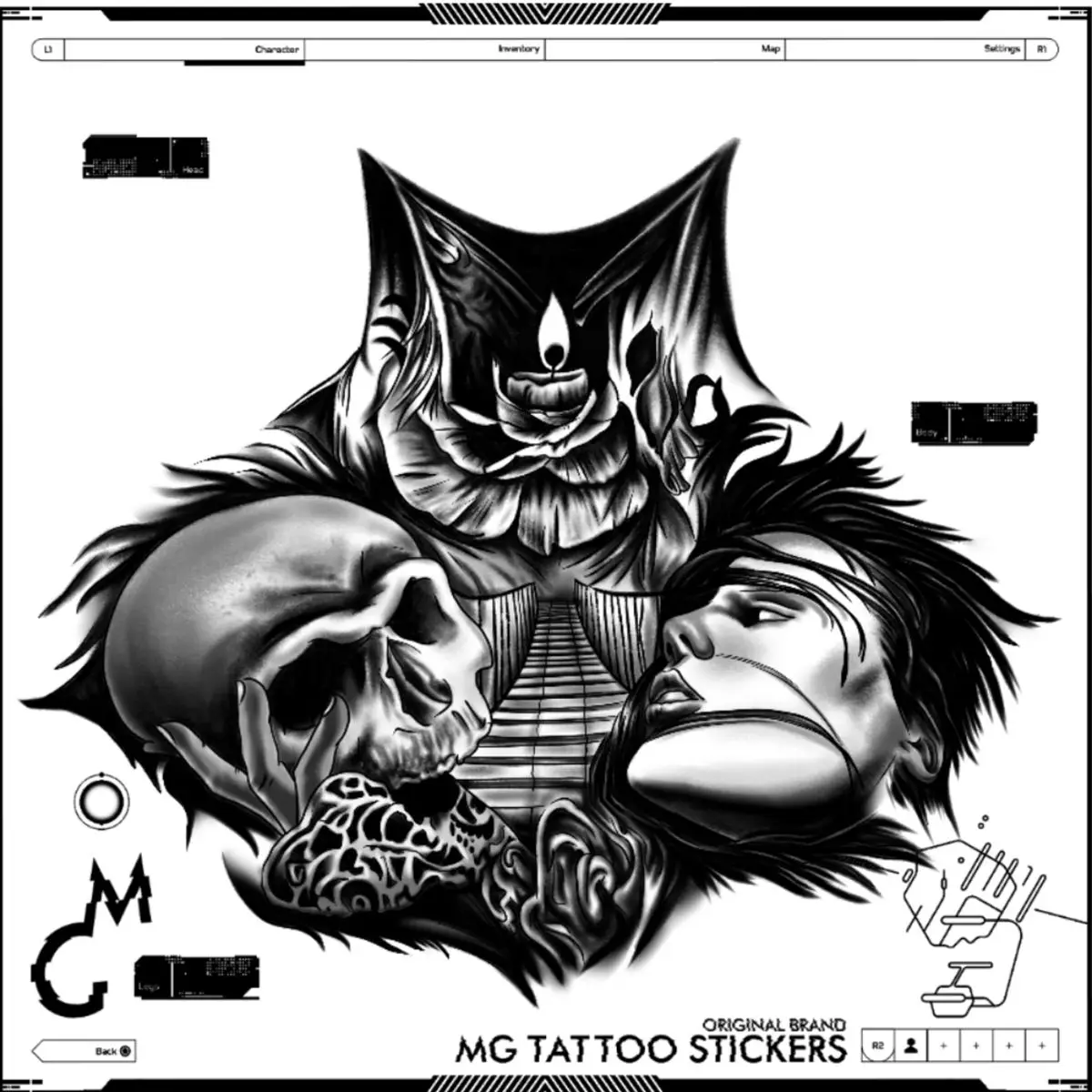 Tatuagem Falsa Impermeável do Crânio, Tatuagem Durável para Mulheres e Homens, Etiqueta de Arte no Peito, Esqueleto Punk, Tatuagens Temporárias, Temporales