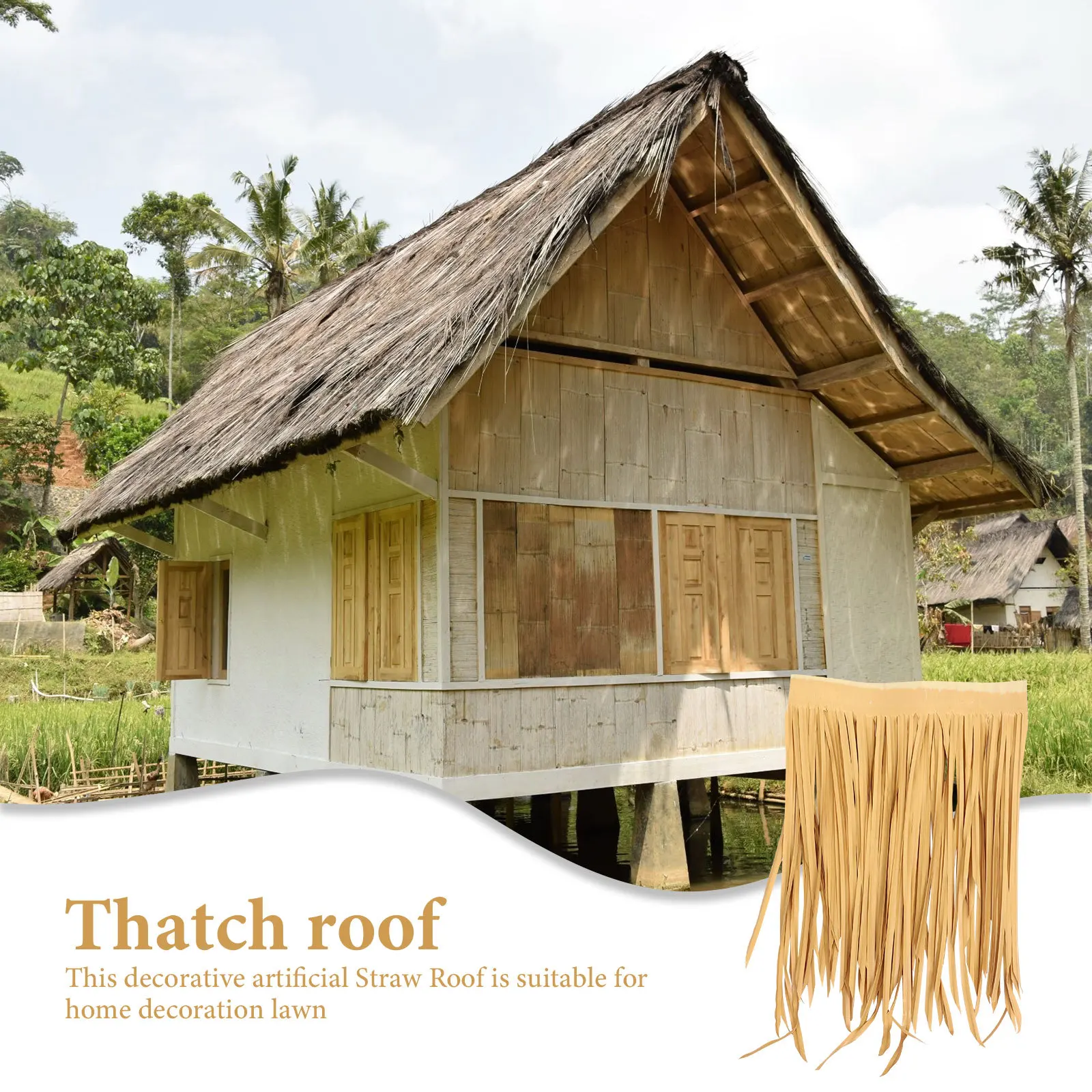 

4Pcs Artificial Straw Roof Simulated Thatch Roofing Decorative Garden Lawn Landscape Home Outdoor Fireproof Cover