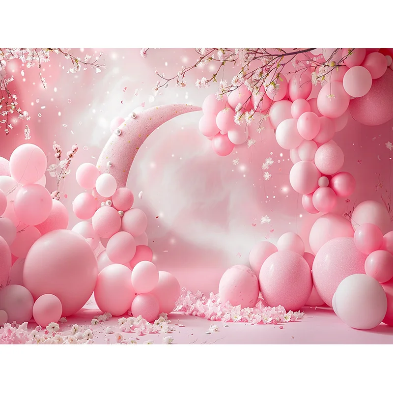 Baby Room Happy Birthday Photography Backdrops Props Newborn Party Decoration Balloons Arch Floral Theme Photo Background QQ-08