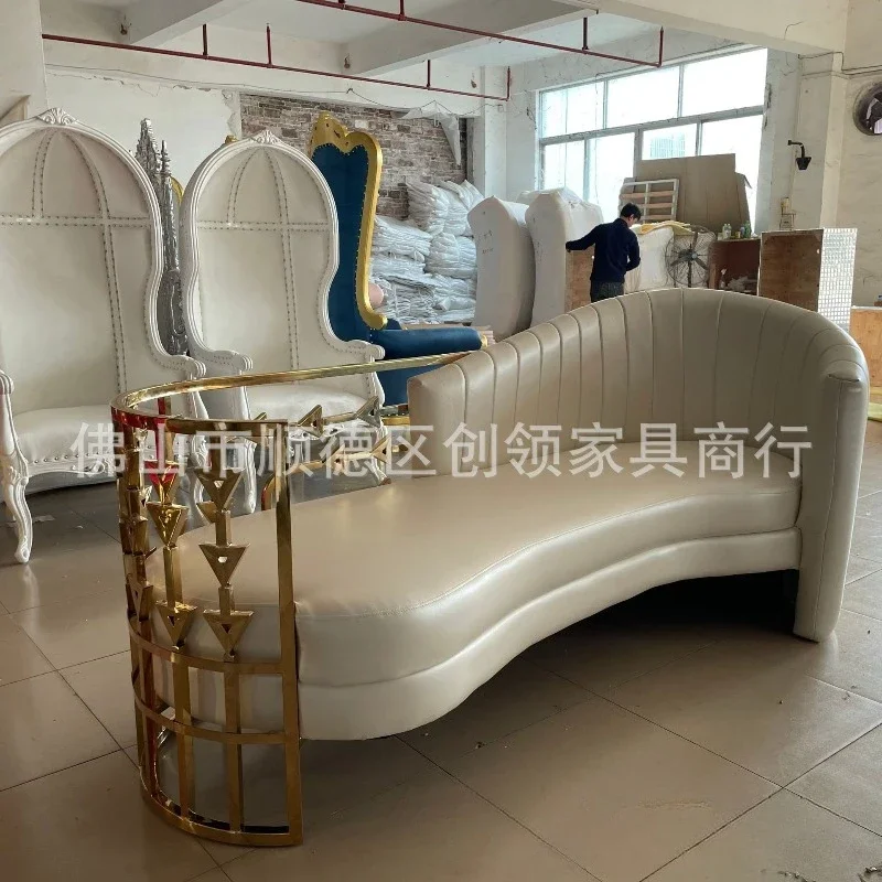 Hardware stainless steel double sofa wedding scene sofa hotel leisure sofa