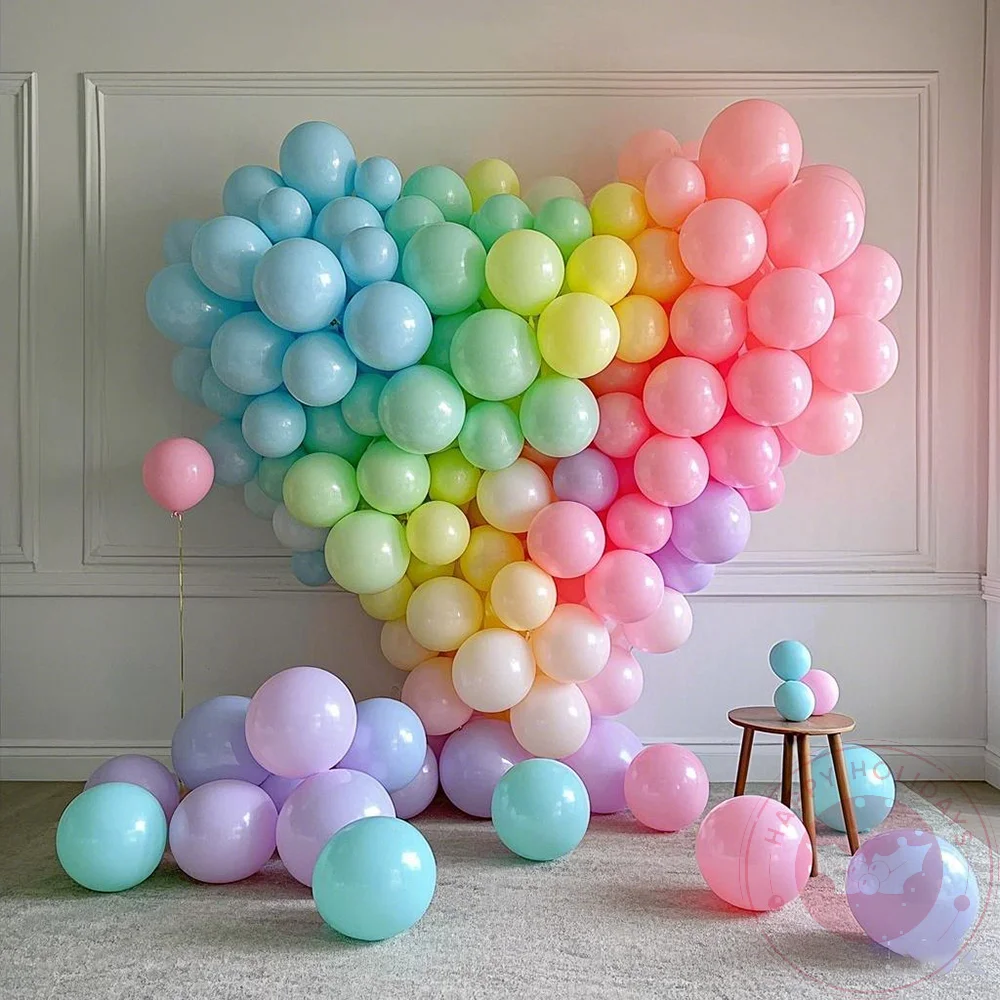 

NEW Multicolored Round Balloons Happy Birthday Decoration Baby Shower Globos Big Helium Ballons Small Macaron Balloon Arch Decor