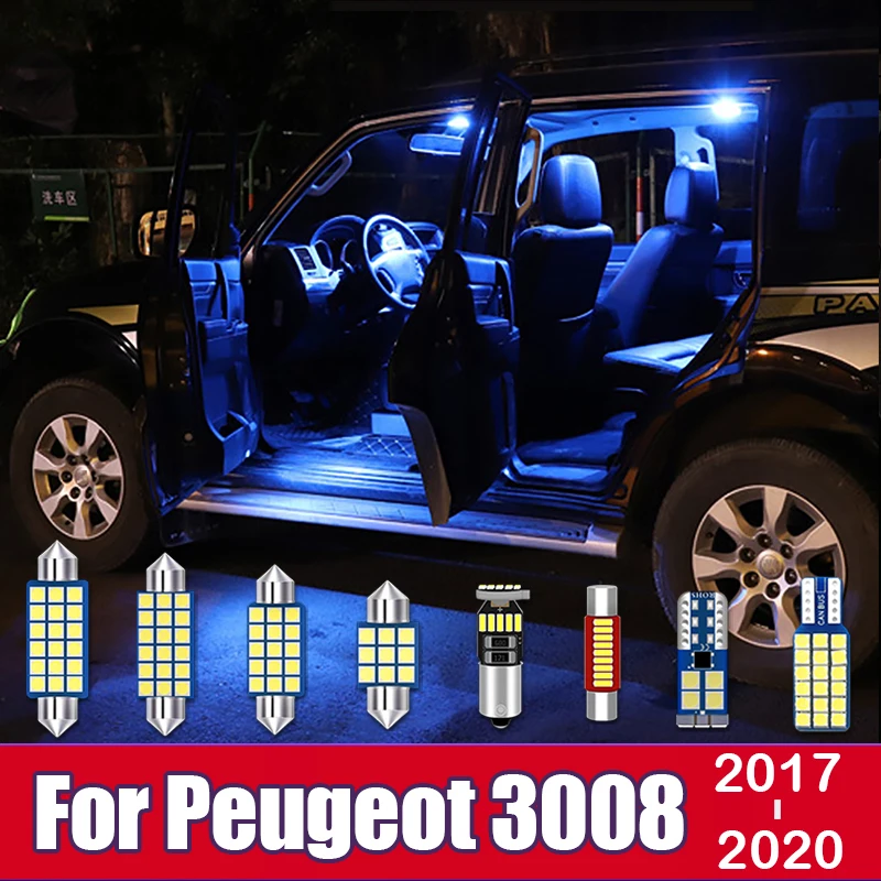 For Peugeot 3008 II SUV 2016 2017 2018 2019 2020 14pcs Car LED Bulb Interior Dome Reading Lamp Glove box Trunk Light Accessories