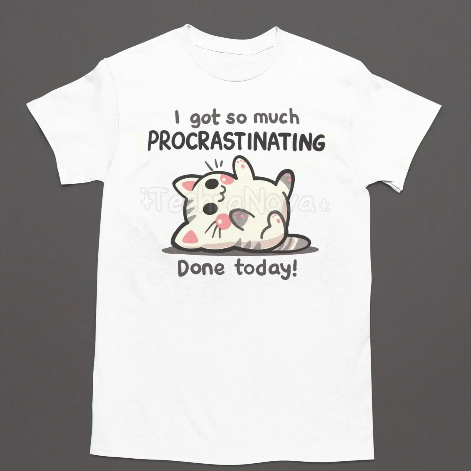 Funny Cat Procrastination T Shirt Softstyle  vintage Washed Breathable streetwear Comfortable Casual Soft Top For Everyday Wear