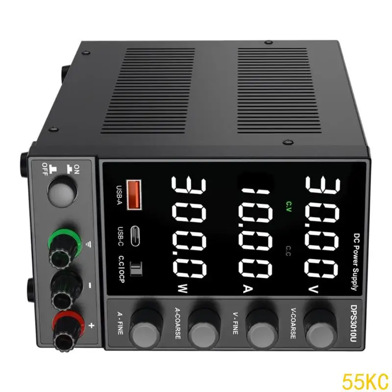 55KC Variable Benches Power Supply 0 to 30/60/120/160V with Encoders Fine Adjustment Two USB Port for Electronics