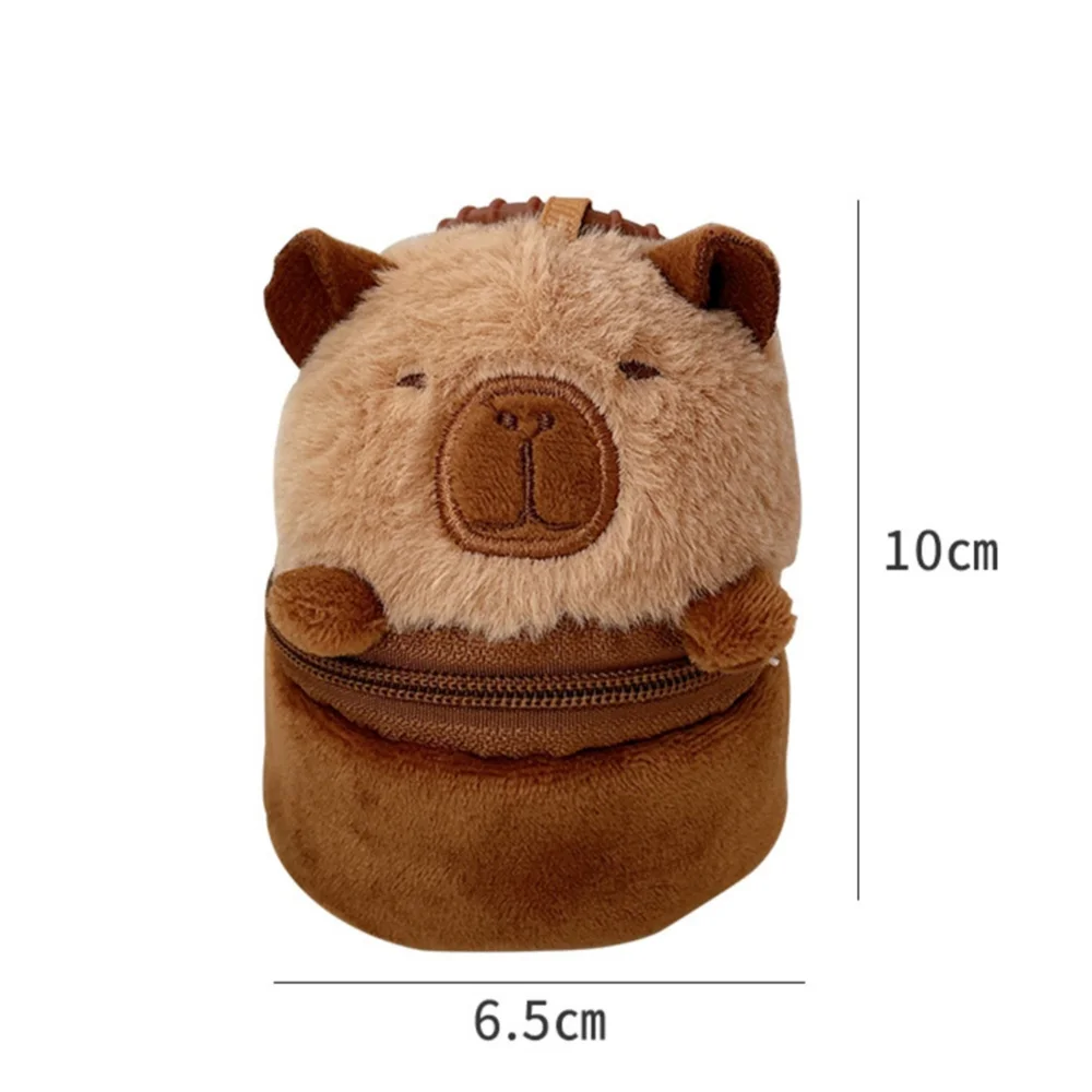 Mini bonito capivara bolsa de moedas de pelúcia saco com zíper dos desenhos animados pequena carteira caso fone de ouvido fofo panda sacos de armazenamento mochila pingente