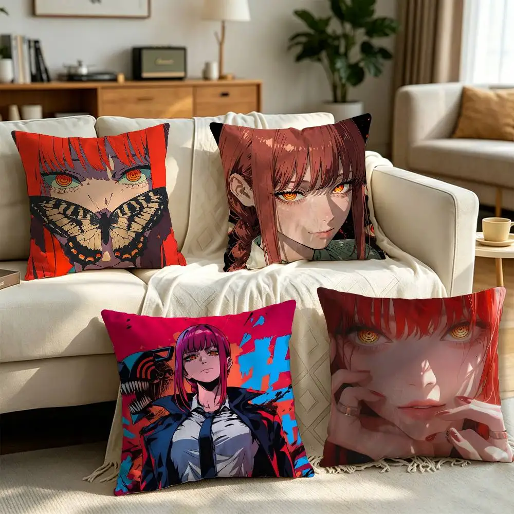 

Anime Chainsaw Man character Makima Pillow cover Soft Microfiber Pillowcase Home Sofa Decor Surprise Decorative printed.