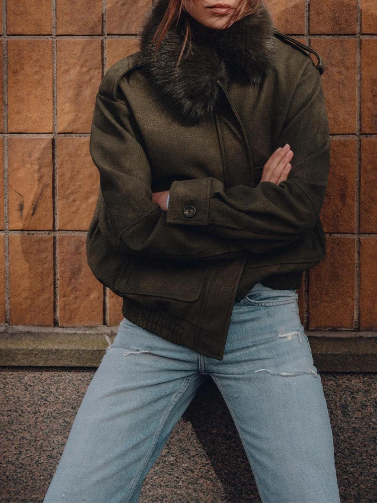 

Новая женская мода в европейском стиле, универсальный темперамент, однотонная замшевая куртка со съемным воротником